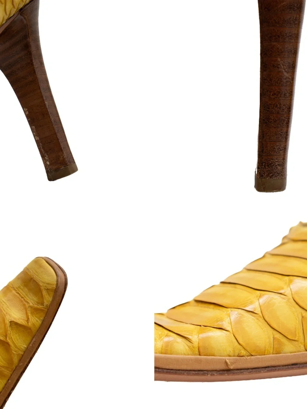 Nando Muzi for Mario Valenti Python Leather Square Toe Pumps Yellow Women’s EU 3